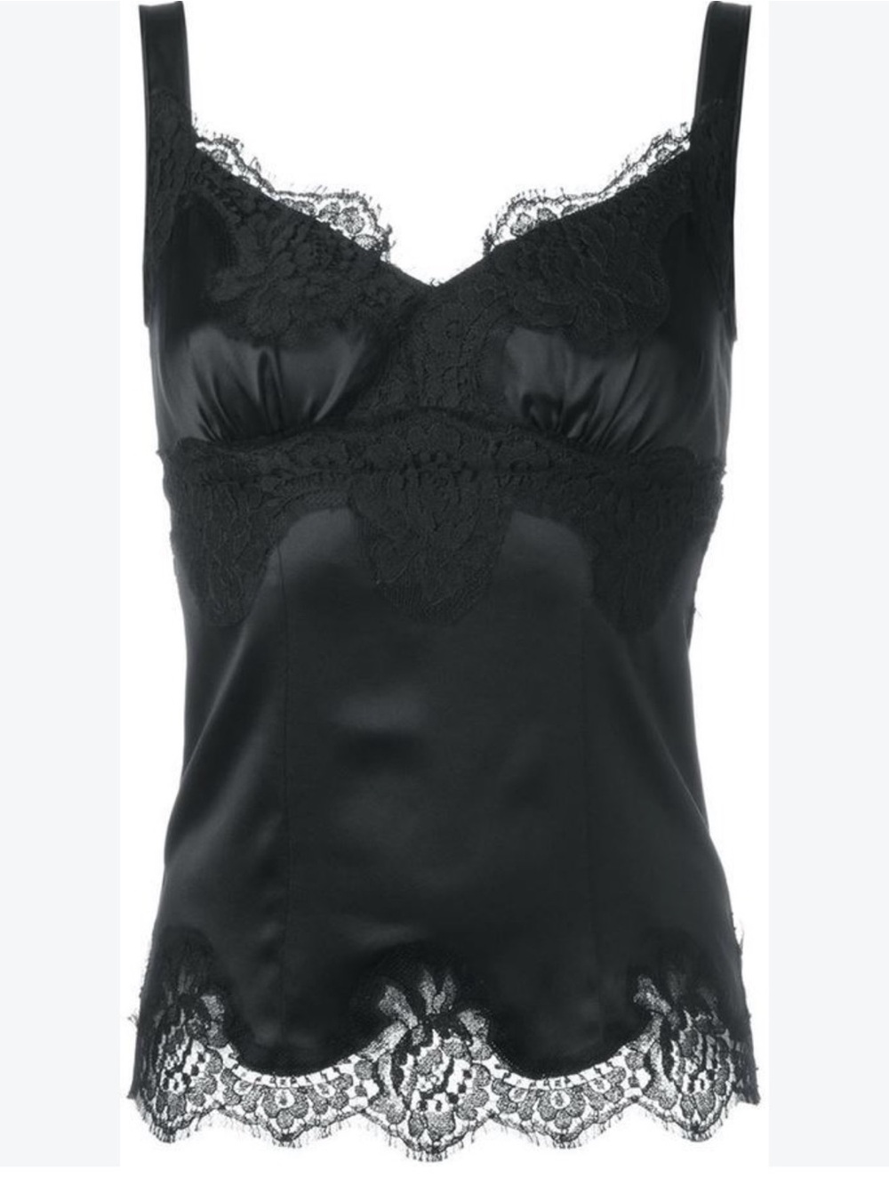 Dolce & Gabbana Black Satin Lace-Trim Tank